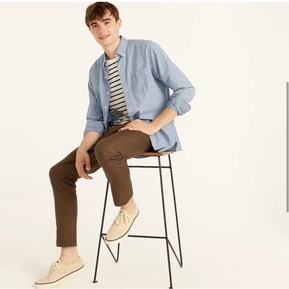 J. Crew Slim Stretch Cotton‎ Blend Dock Pants in Cattail Brown.